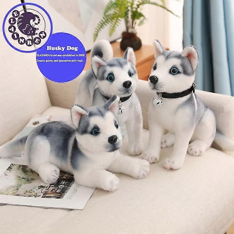 Lebensechte flauschige Husky-Stofftiere Welpenspielzeug Realistische Huskies Mollige Anime-Kissen Superweiches Sibirischer Husky Spielzeug Plüsch Niedliche Welpenpuppen Geschenke, 25CM