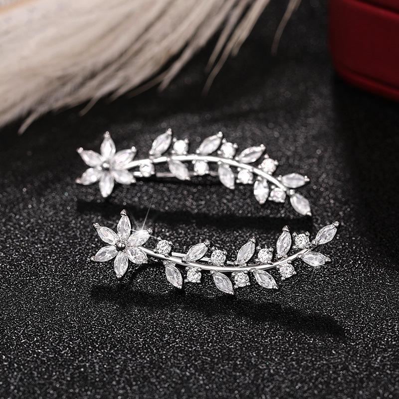 Style Internet Celebrity With The Same Ear Hook, Song Huiqiao With The Same Earrings Song Zuer, Full Of Diamond Flower Earrings Women