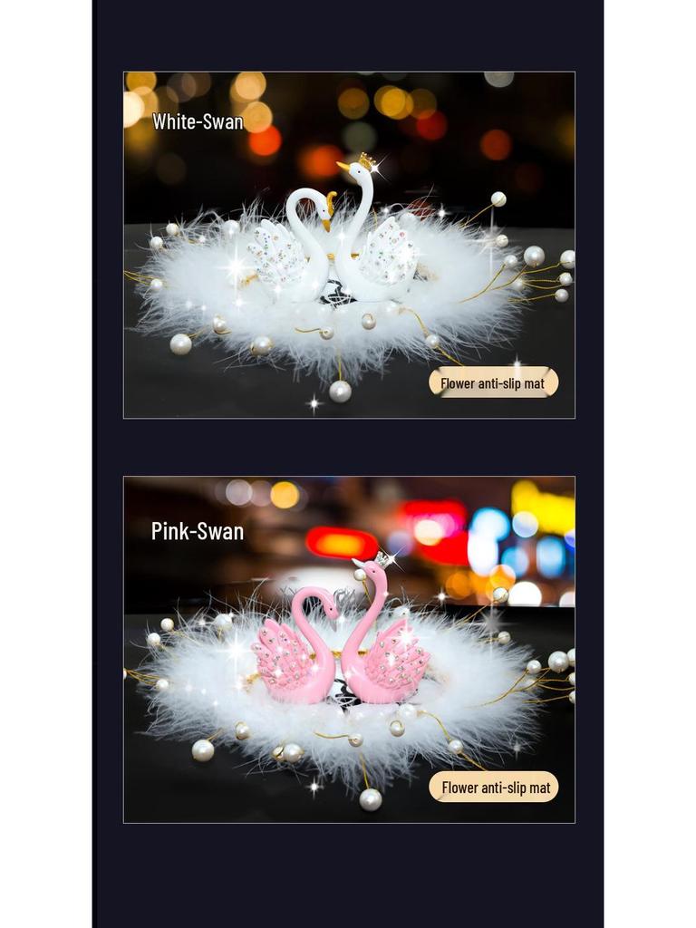 Swan Couple Rhinestone Perfume Ornament for Car Interior - Elegant Lady's Decoration