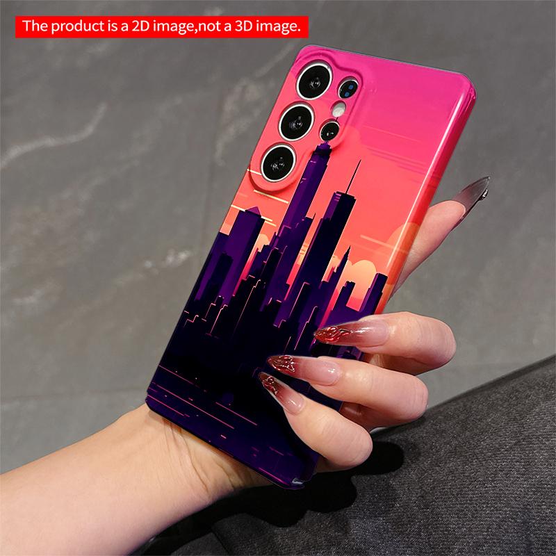 2DFlat Samsung Phone Case Purple Sunset City Skyline Phone Case Applicable To Galaxy S22 S23 S24 S25ULTRA S26 A12 A13 A14 A15 A16