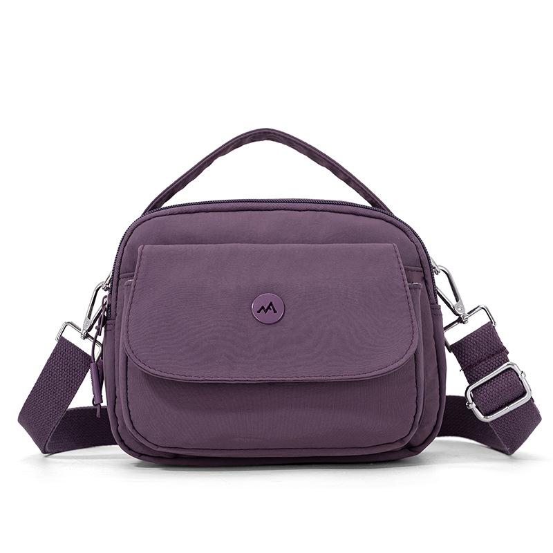 Borsa a tracolla da donna tinta unita a spalla in nylon leggera piccola quadrata