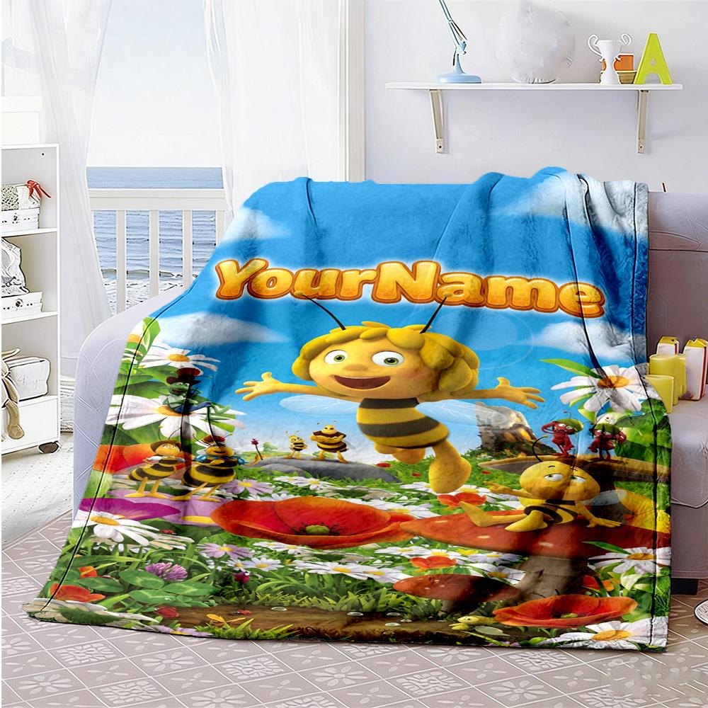 Biene Maja Customize Your Name Blanket Lightweight Personalized Blanket Ultra-Soft Suitable for Living Room Bedding Home Decor Bed