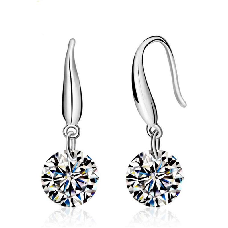 925 Silver Diamond Earring Classic Round Cut Moissanite Ear Hook Earrings D VVS1 Women Jewelry pendientes