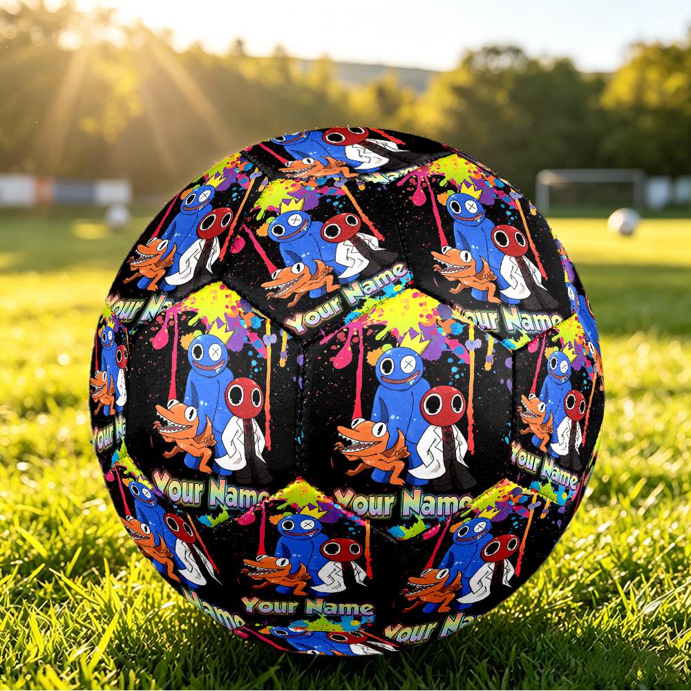 Custom Name Text Size 5 Football,Rainbow Friends Standard Training Soccer Ball