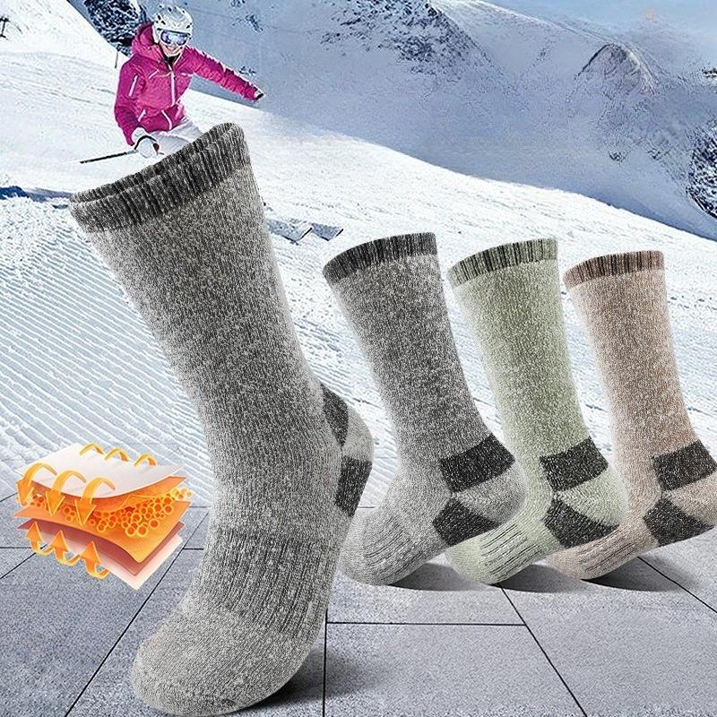 3 Pairs Men Women Winter Thick Thermal Socks Heavy Duty Fleece Ski Hiking Outdoor Floor Socks