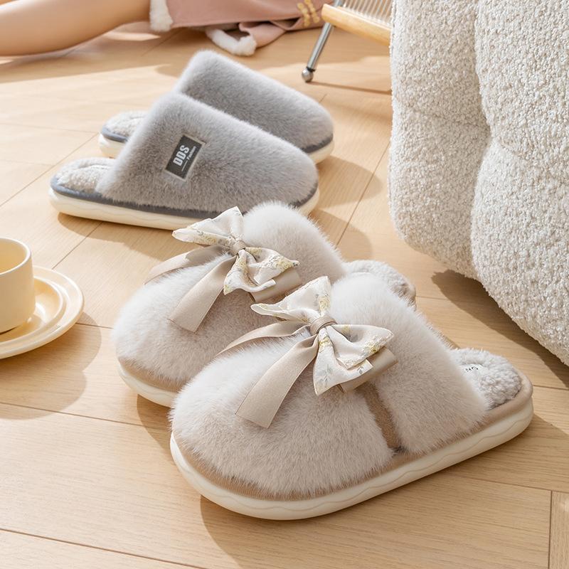 Fashion Female Autumn and Winter Versatile Plush Women Indoor Household Bedroom Fur Insulation and Anti Slip Couple Slippers