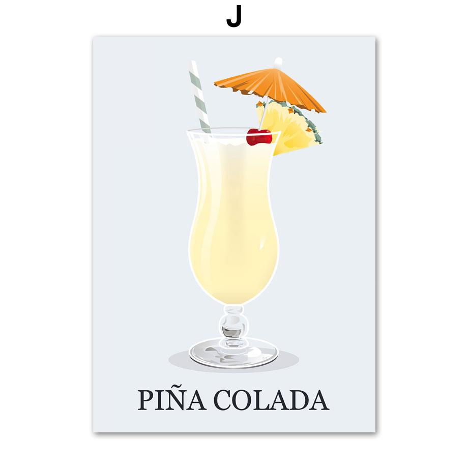 Tequila Margarita Martini Mojito Cocktail Nordic Poster Wall Art Print Canvas Painting Kitchen Decor Pictures For Living Room