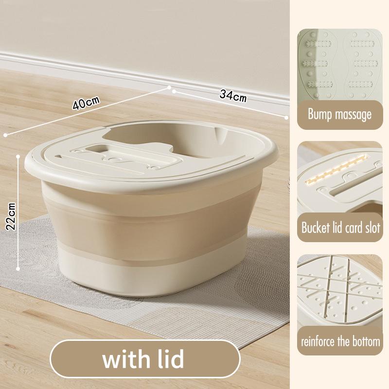 

Portable Foldable Foot Bath Tub Plastic Space-saving Design Needed For Bedroom Use Bathroom Accessories Adult Folding Bathtub бежевий