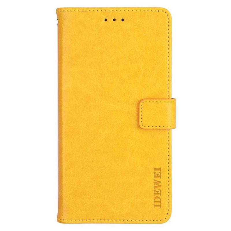 

IDEWEI For Xiaomi Redmi Note 13 Pro 4G/Poco M6 Pro 4G Case Magnetic Clasp Leather Anti-fall Phone Cover Yellow