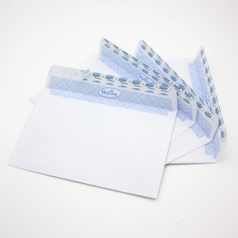C6 White Envelope 114x162mm, 80g Double Offset Paper with Release Liner, Skyline Design