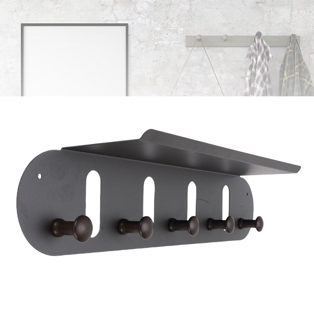 Entryway Shelf with Hooks Storage Living Room Bedroom Wall Mount for Coat Bag Hat Hanging