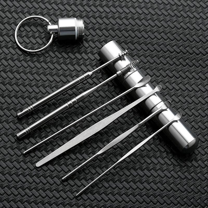 Набор ушных палочек из нержавеющей стали с брелоком