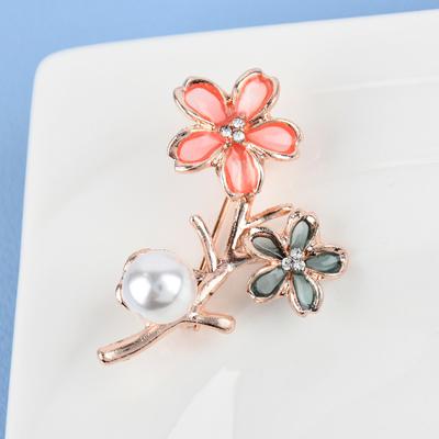 Cherry Blossoms Pearl Brooches For Women Elegant Fashion Pin Crystal Brooch Wedding Jewelry
