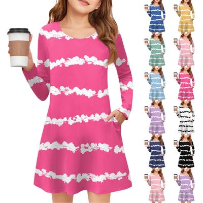 Φόρεμα Μακρυμάνικο Κοριτσιού - Φόρεμα με Χρωματιστή Τσέπη