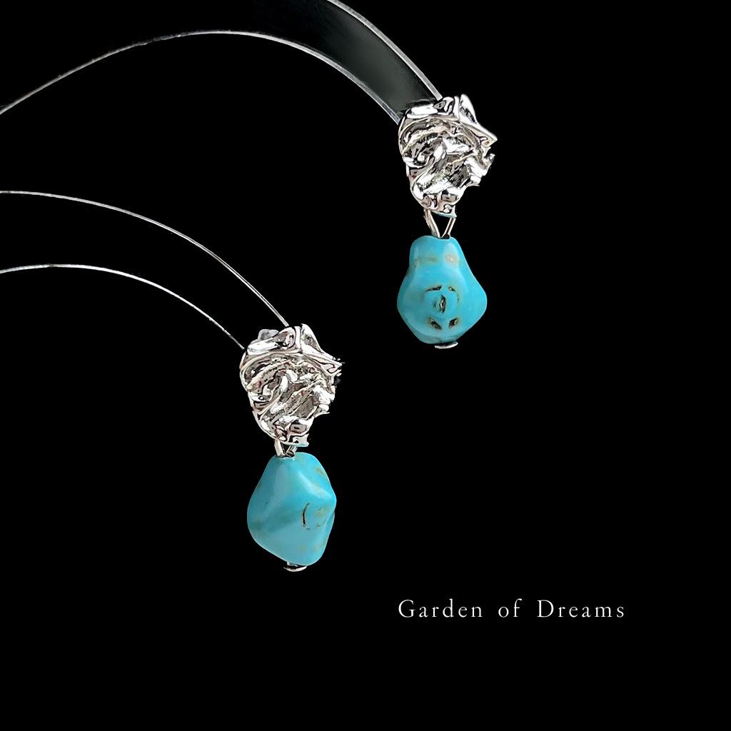 Handmade Chinese-Style Synthetic Turquoise Earrings: Retro Ethnic Design for Women