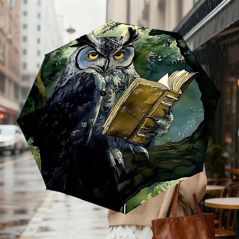 Wisdom Soars: The Enchanted Owl's Journey - Umbrella with Automatic Opening, Outdoor Protection, Lightweight and Durable Travel Accessory