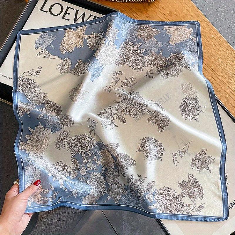 Luxury Floral Print 70Cm Square Silk Scarf Women Designer Scarves Bandana Foulard Shawl Hijab Echarpe Hairband Tie Ribbon