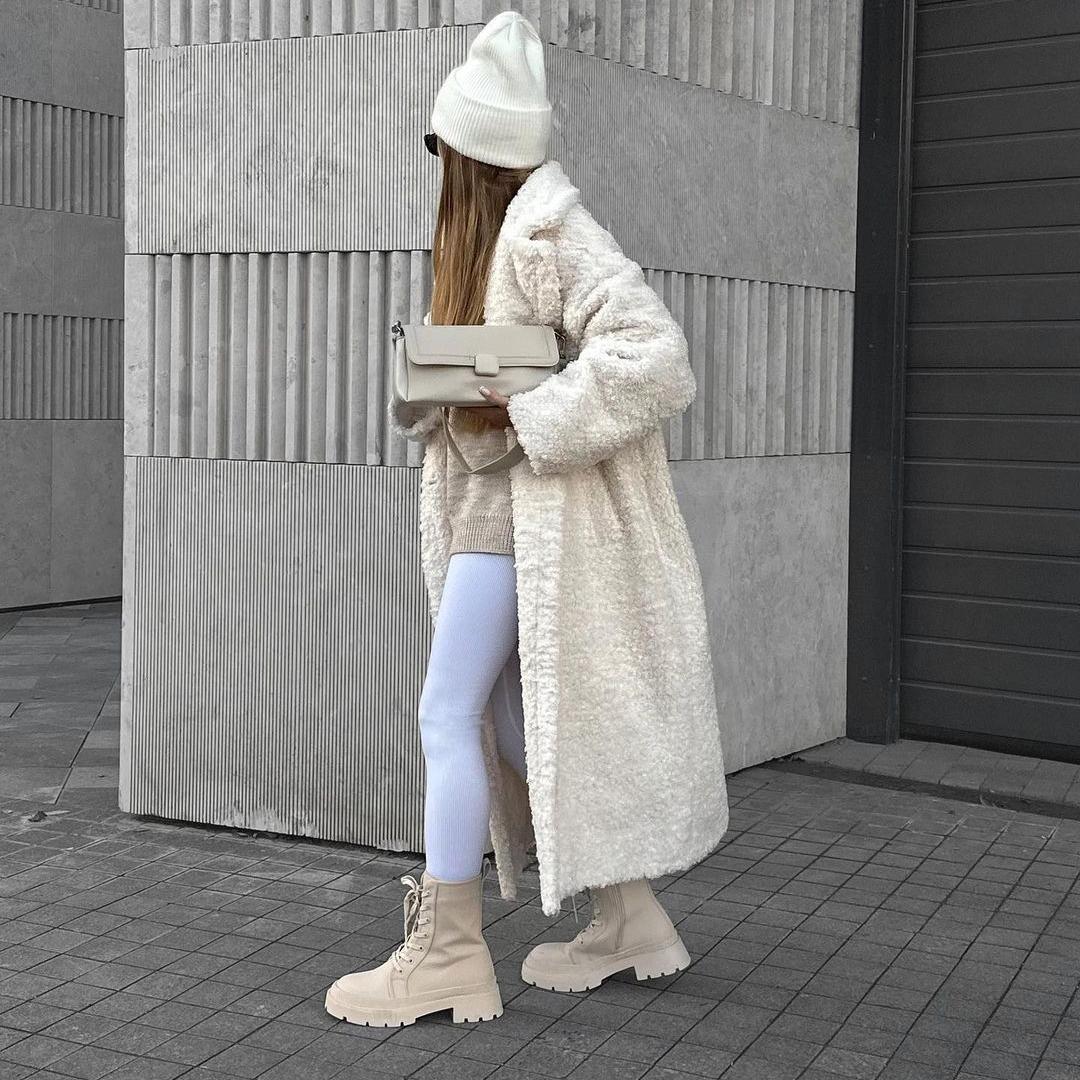 

Осеннее и зимнее женское модное элегантное пригородное пальто с длинными рукавами и лацканами, плюшевое пальто S абрикосовый