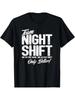 1pc Team Night Shift Graphic Tee - Casual Cotton T-Shirt with Geometric Pattern,