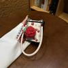 Cute Korean Strawberry Flowers Phone Case with Knitted Fruit Pendant Leather Strap for Samsung Galaxy Z Flip7 Flip 6 Flip5 Cover
