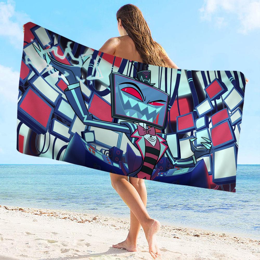 Cartoon H-Hazbin-Hoteles Towel Microfiber Beach Towel Absorbent Quick Dry Soft Yoga Swimming Resort Mountain Climbing Towel