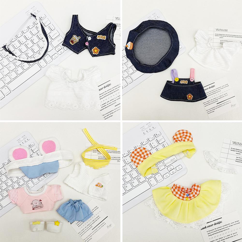 Para 20CM Algodão Boneca Macacão Desenho Animado Boneca de Pelúcia Substituição Roupa Brincando Acessórios Casa Mini Roupas