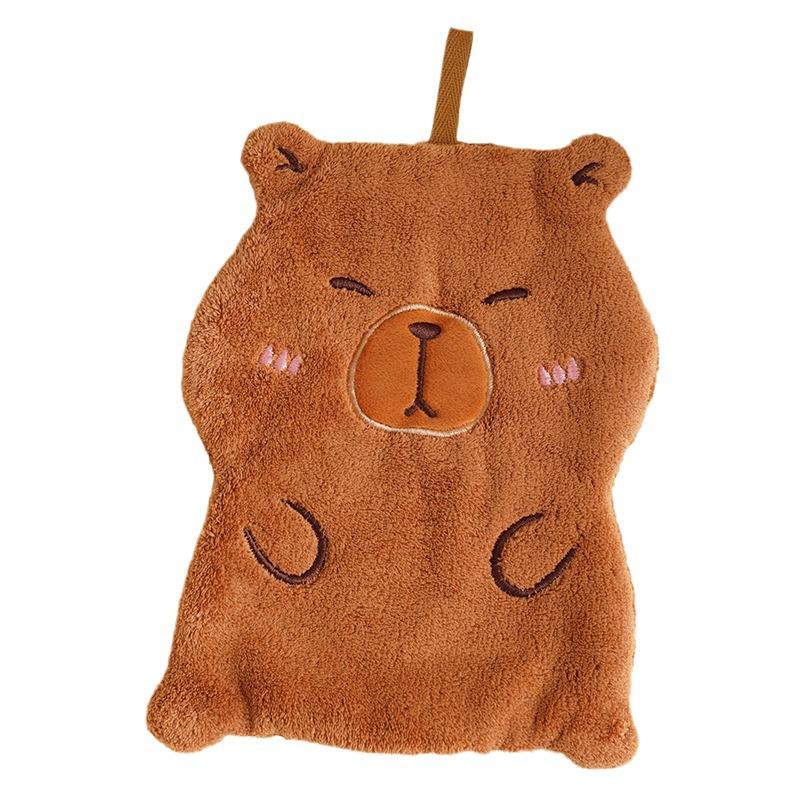 Capybara Cartoon Hand Towel: Coral Fleece Kids' Handkerchief for Kitchen & Bathroom