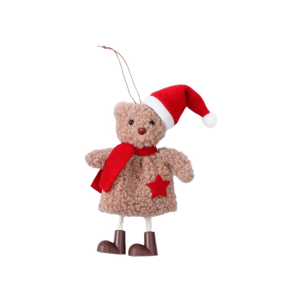 Creative Cartoon Christmas Bear Pendant DIY Soft Plush Bear Decoration Exquisite Bear Door Hanging Holiday Decor