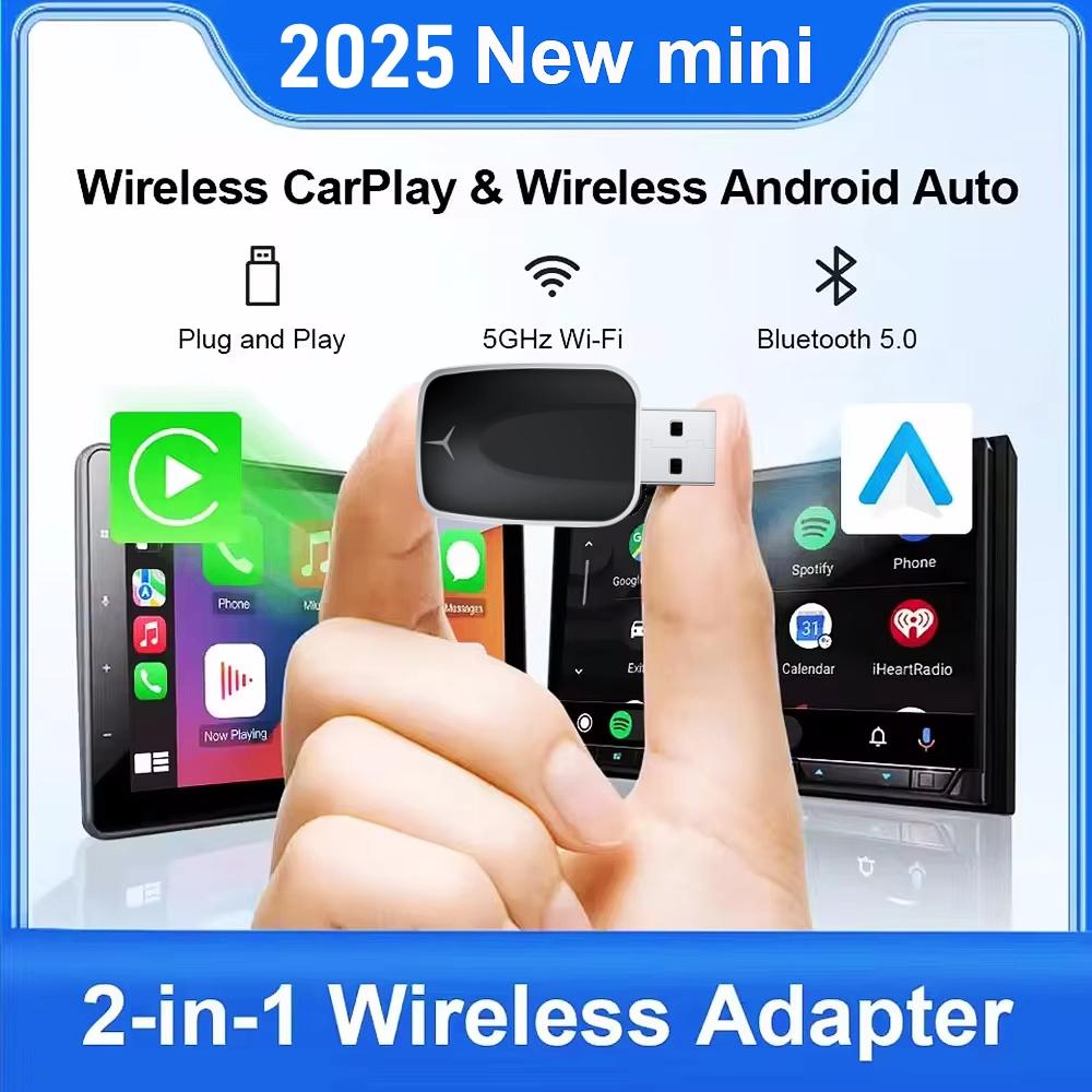 

Беспроводной адаптер Carplay Android Auto 2 в 1 Smart Dongle 2025 5G WIFI для iPhone Android Phone для Volvo Benz Mg Kia Chery VW