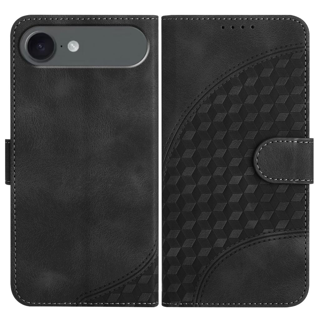 For iPhone 17 Air Leather Case with Wrist Strap Diamond Imprint Wallet Phone Cover