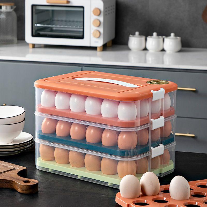 Aufbewahrung für die Küche, stapelbarer Eierhalter, Aufbewahrungsbox, automatischer Roll-Kühlschrank-Eier-Organizer, Eierablagebehälter mit großer Kapazität