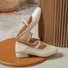 Mary Jane Shoes Women's 2025 Summer Single Shoes French Gentle Flat Sole Medium High Heel Thin Small Leather Shoes Gentle Wind