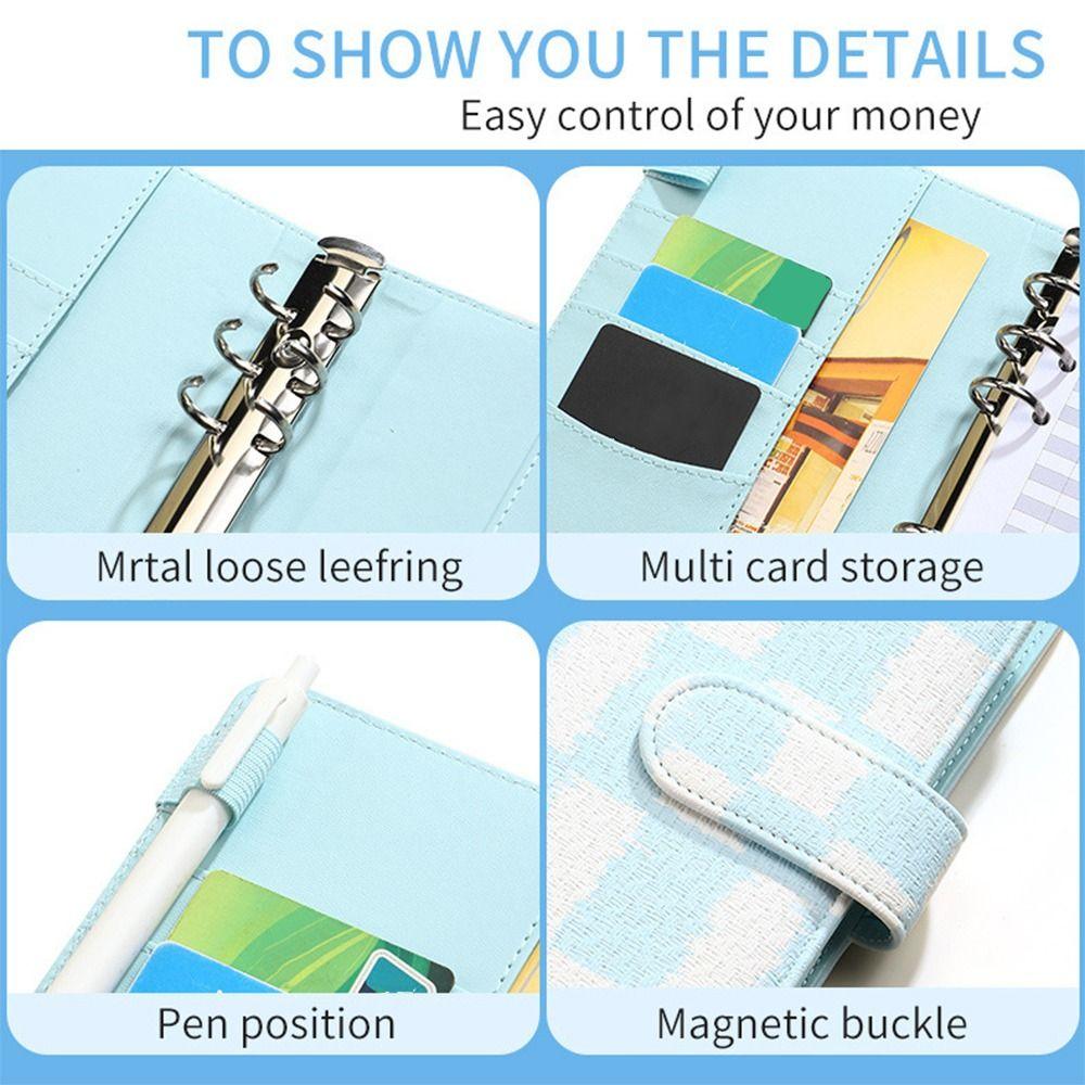 PU Leather Money Saving Binder A6 Budget Binder with Cash Envelope  Money Saving Challenge