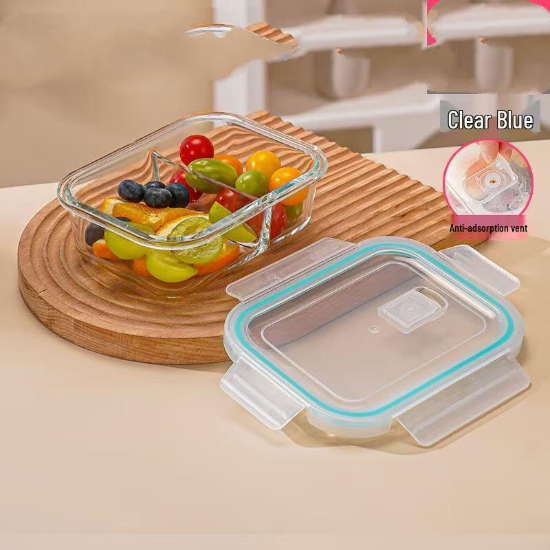 ZISIZ 1040ml 3-Compartment Glass Lunch Box Set