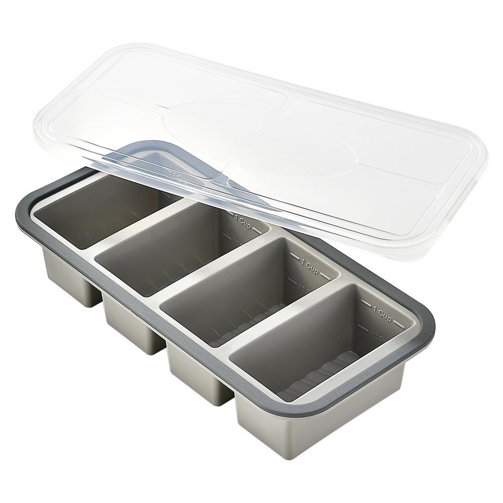Cutie de prânz din silicon cu compartimente și capac - Container pentru congelator și depozitare alimente pentru mese proaspete