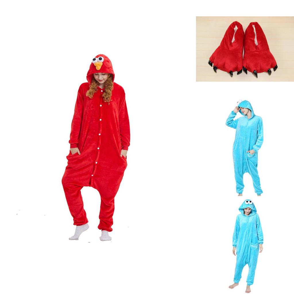 Cozy Adult Sesame Street Elmo Cookie Monster Costume Pajamas For Relaxing Sleepwear
