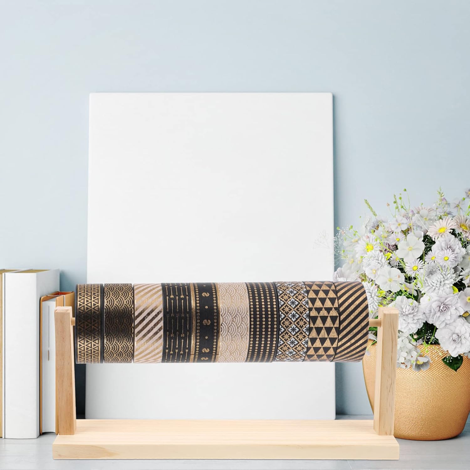 

jojofuny Деревянный настольный диспенсер для бумажных рулонов Винтажная вращающаяся бобинодержатель Диспенсер-держатель для бумажных рулонов Органайзер для швейных лент и пряжи для праздника