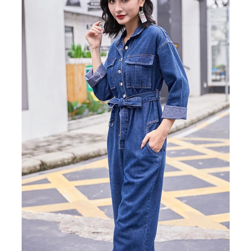 Long Sleeve Denim Jumpsuit Romper 