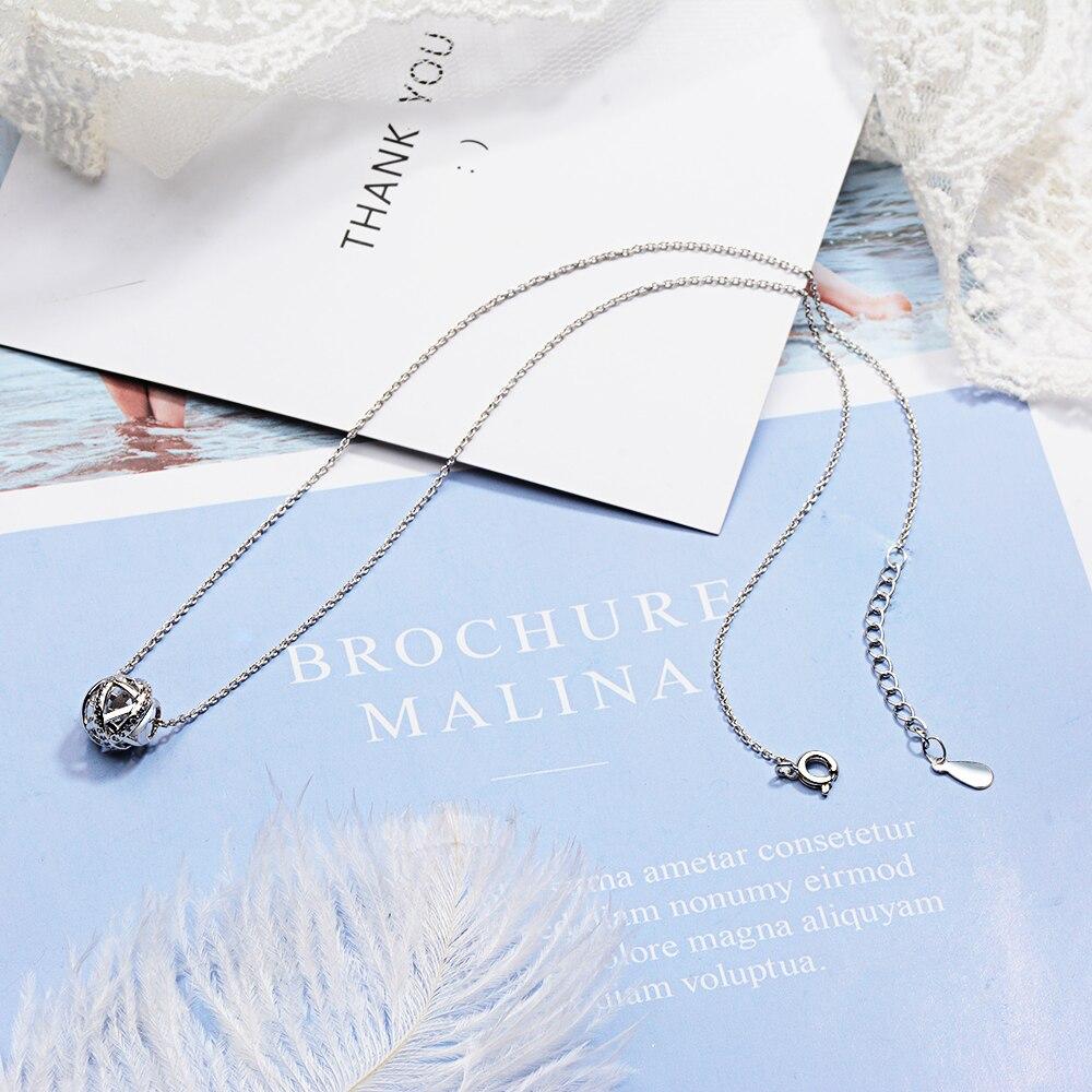 925 Sterling Silver Charms Wedding Lucky Beads Pendant Necklace Bling Zircon Necklace for Christmas Gifts S-N358