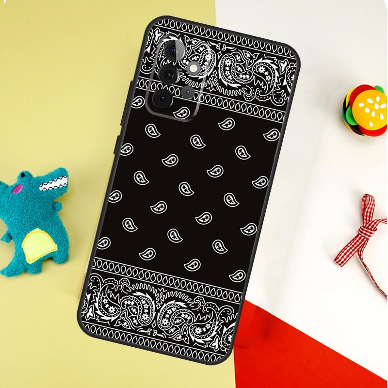 Black Bandana Paisley For Samsung Galaxy A05 A06 A16 A54 A34 A14 A55 A35 A15 A53 A33 A13 A22 A32 A52 Phone Case