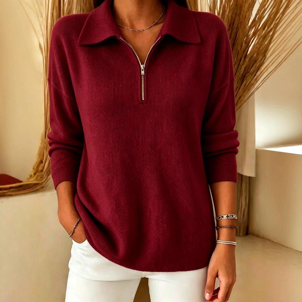 2026 Women's Autumn Winter Casual Half-Zip Loose Lapel Sweater