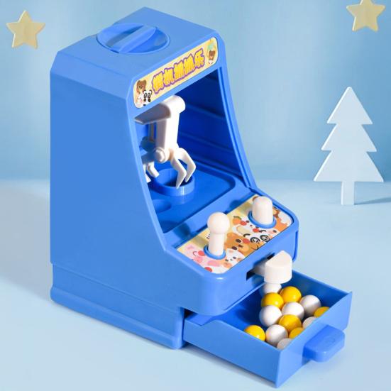 Mini Claw Machine Toy with 6 Balls Fine Motor Skills Portable Small Ball Catching Game Machine with Storage Drawer Toddlers Boys Girls Gift