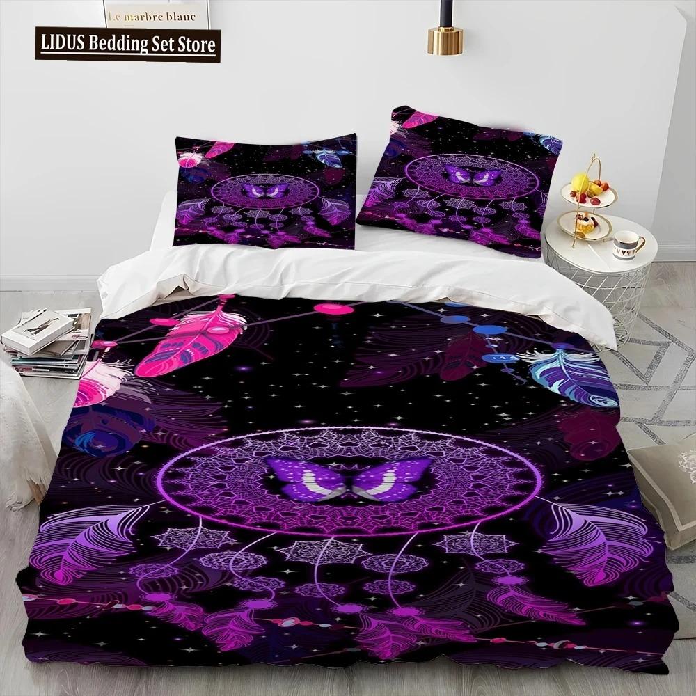 

Fashion DreamCatcher Feather Owl Comforter Bedding Set,Duvet Cover Bed Set Quilt Cover Pillowcase,King Set US King 264x228cm