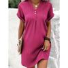 Abiti casual a vita alta con scollo a V a maniche corte con stampa tinta unita primavera estate moda donna