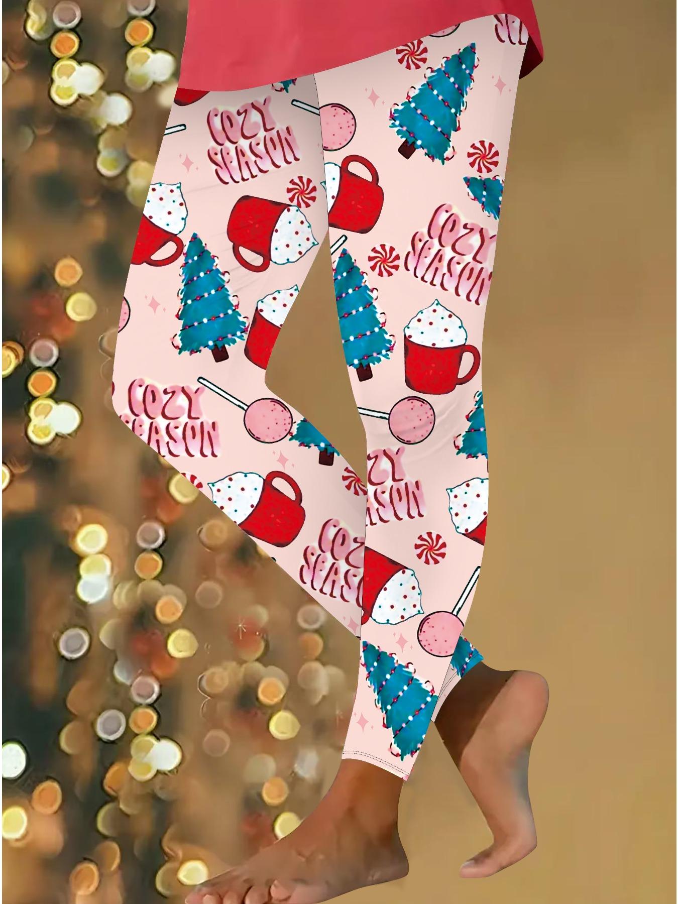 

Женские рождественские леггинсы для йоги с эластичными принтами, фитнес, бег, спортзал, активные штаны XXL зелёный