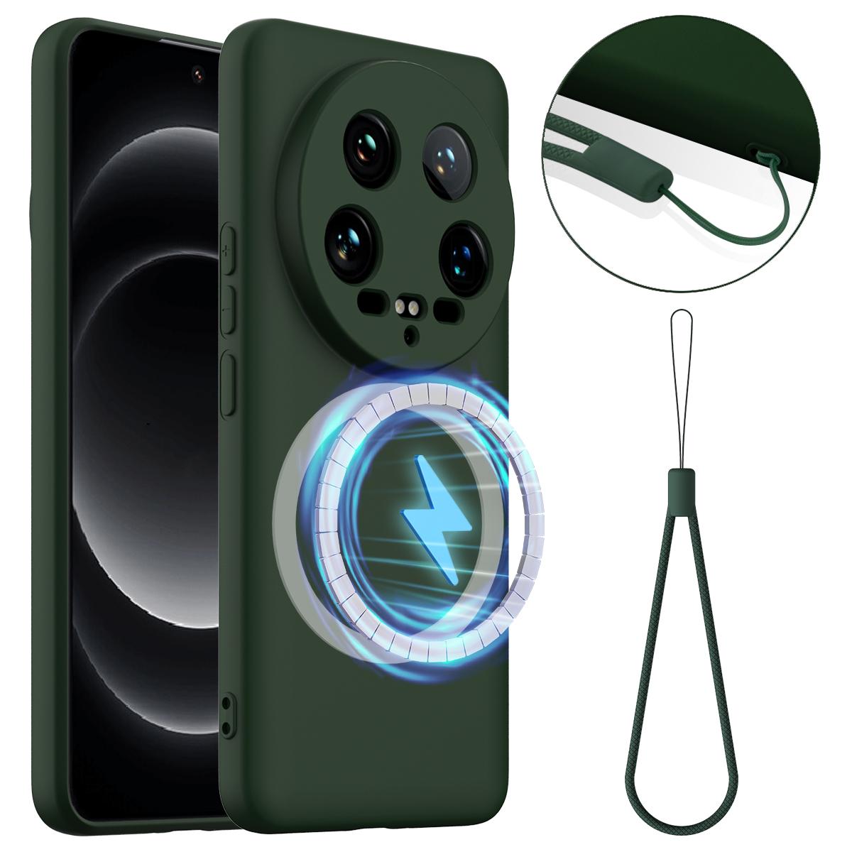 

For Xiaomi 14 Ultra Case Compatible with MagSafe Anti-Drop Liquid Silicone Phone Cover Dark Green