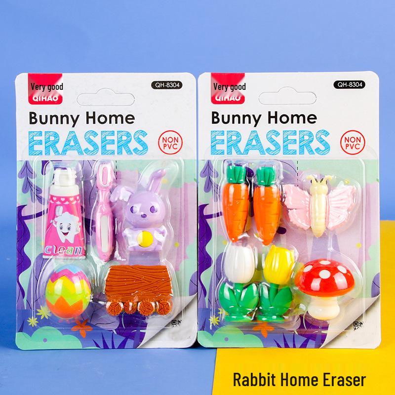 Adorable Cartoon Mini Eraser Set for Students – Perfect Back-to-School Gift
