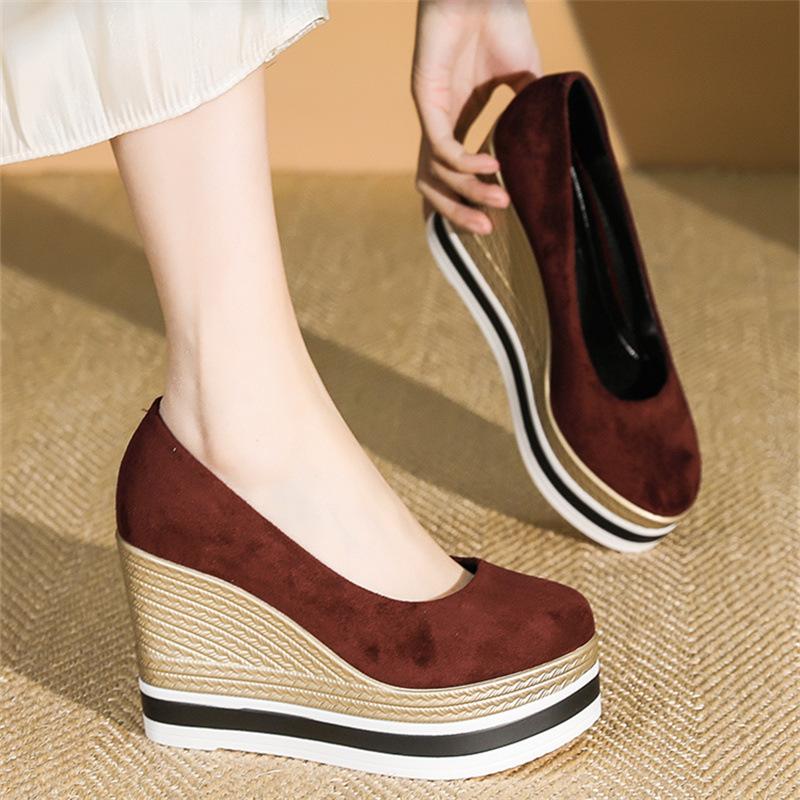 Fashion Women's Shoes 2025 Spring New Casual Shoe Designer Wedge Shoes for Women Luxury Party High Heels Single Shoes Slip-On Loafers