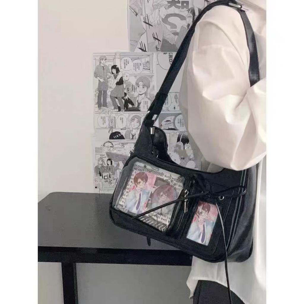Y2k Harajuku Shoulder Bag Women Korean Transparent Ita Bag School Crossbody Bag Female Japanese Designer Preppy Handbag Purse