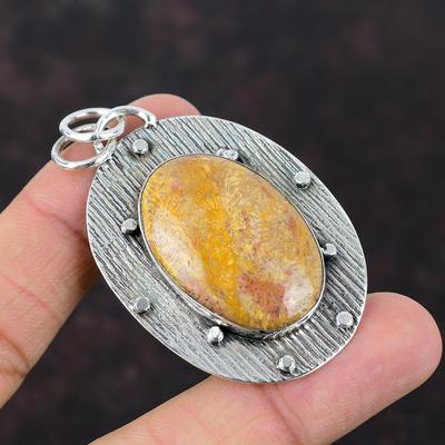 Fossil Coral Pendant Top Quality Gemstone Jewelry 925 Sterling Silver Pendant Beautiful Fossil Coral Jewelry Gift For Wife Handmade Jewelry